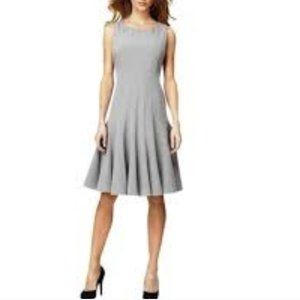 Calvin Klein Gray Pleated Belted Dress